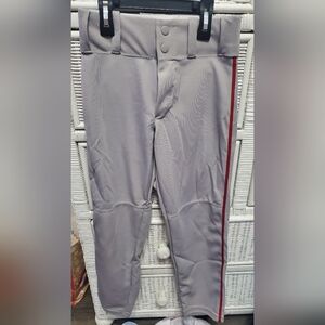 Boys Gray Baseball Pants Red Braid SZ S